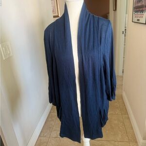 Navy Blue Open Front Cardigan with lace back
